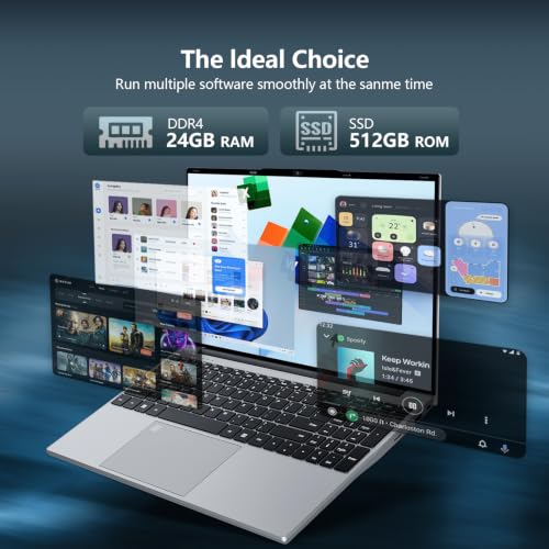 Image of 2026 Laptop, 15.6 inch Laptop Computer with N5095(Up to 2.9GHz), 16GB DDR4 512GB SSD, Portable Laptops with Backlit KB, Fingerprint, FHD 1920 * 1080, Mini HDMI, WiFi5, BT4.2, Win 11 Pro, PC Lap top