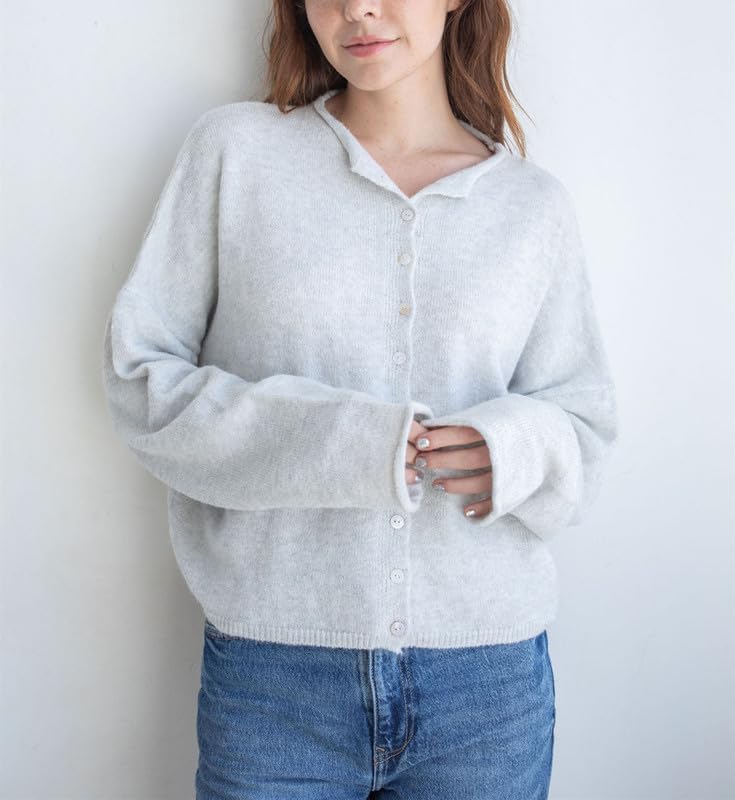Image of Women Y2k Knitted Cardigan Long Sleeve Button Down Sweater Lightweight Casual Cardigan Loose Fall Streetwear