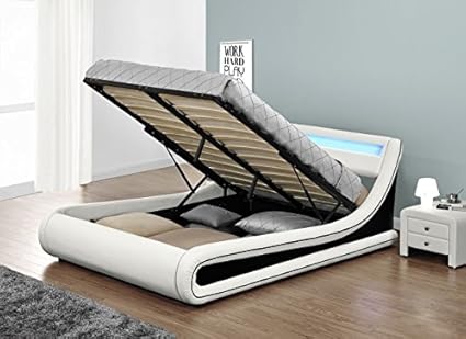 Fournier Decoration Cw1316b Legend Lit Coffre A Led Faux Cuir Blanc Lisere Noir 160 Cm Amazon Fr Cuisine Maison