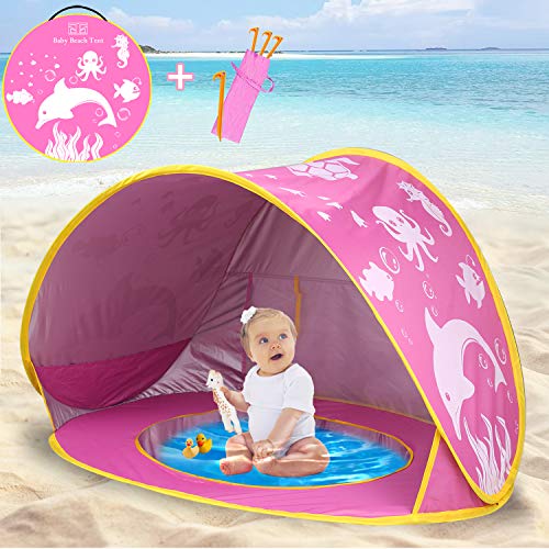 TURNMEON Baby Beach Tent with Pool,2020 Upgrade Easy Fold Up & Pop Up