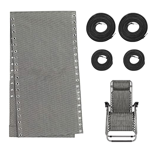 Kit de reparación de silla de tela, tela de reemplazo de chaise longue de 1.2 metros, tela de chaise longue tela plegable de reparación de salón con 4 cuerdas, tela de chaise longue de playa