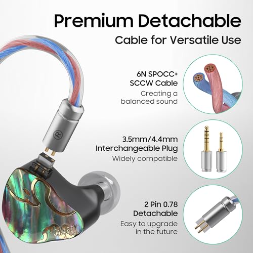 Image of HiFiGo IEMs Juzear x Z Reviews Defiant in Ear Monitor, 1DD +3BA Hybrid Drivers Earphone, HiFi Wired Gaming IEM Earbuds with Detachable Cable for Musician Audiophile Gamer (Rainbow)