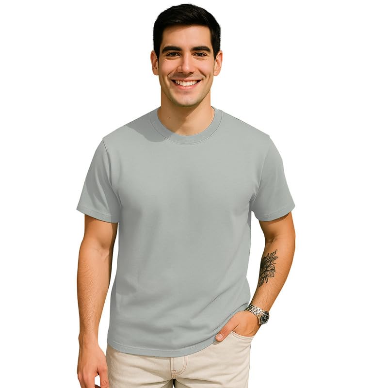 Image of Sleepynuts Men's Regular Fit Round Neck Half Sleeves Solid Casual Wear T-Shirt
