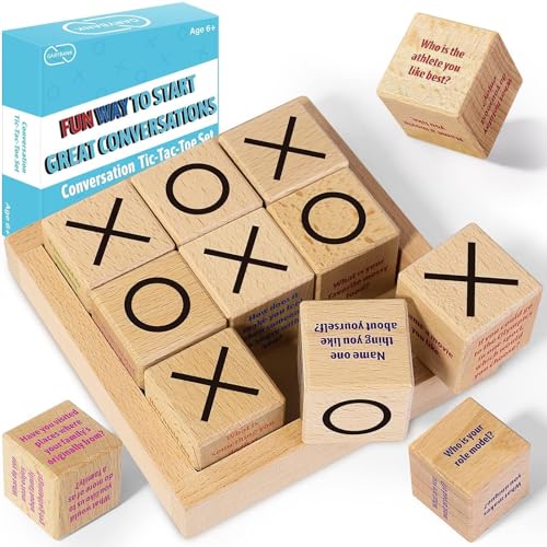 Juego de conversación Tic Tac Toe con cubos de madera miniatura 1