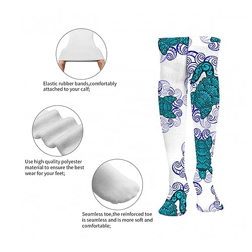 Women Girls Compression Knee High Socks Cute Pattern Long Boot Socks Calf Crew Socks2