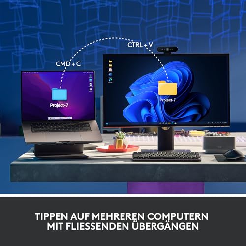Logitech MX Mechanische kabellose Mini-Tastatur mit Beleuchtung, Taktile leise Tasten, Hintergrundbeleuchtung, Bluetooth, USB-C, macOS, Windows, Linux, iOS, Android, Metall, Deutsches QWERTZ - Grau