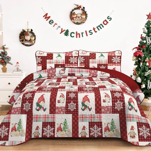 WONGS BEDDING Tagesdecke 220x240 Weihnachts Bettüberwurf Steppdecke...