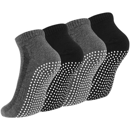 Newofview 4 Paar Stoppersocken für Damen Herren, Yoga Socken...