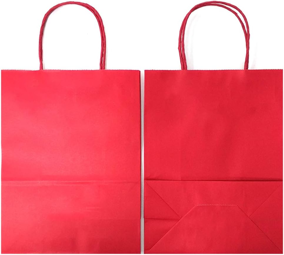 AZOWA Gift Bags Small Kraft Paper Bags with Handles (5 x 3.1 x 8.2 in, Red Color, 50 Pcs) - Image 5