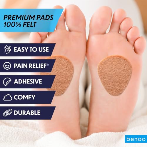 Image of benoo Felt Metatarsal Pads for Women (12 Pads) Ball of Foot Pain Cushions