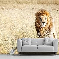 Wall Mural Ferocious Lion Removable Self-Adhesive Wallpaper Wall Decoration for Bedroom Living Room - 66x96 inches