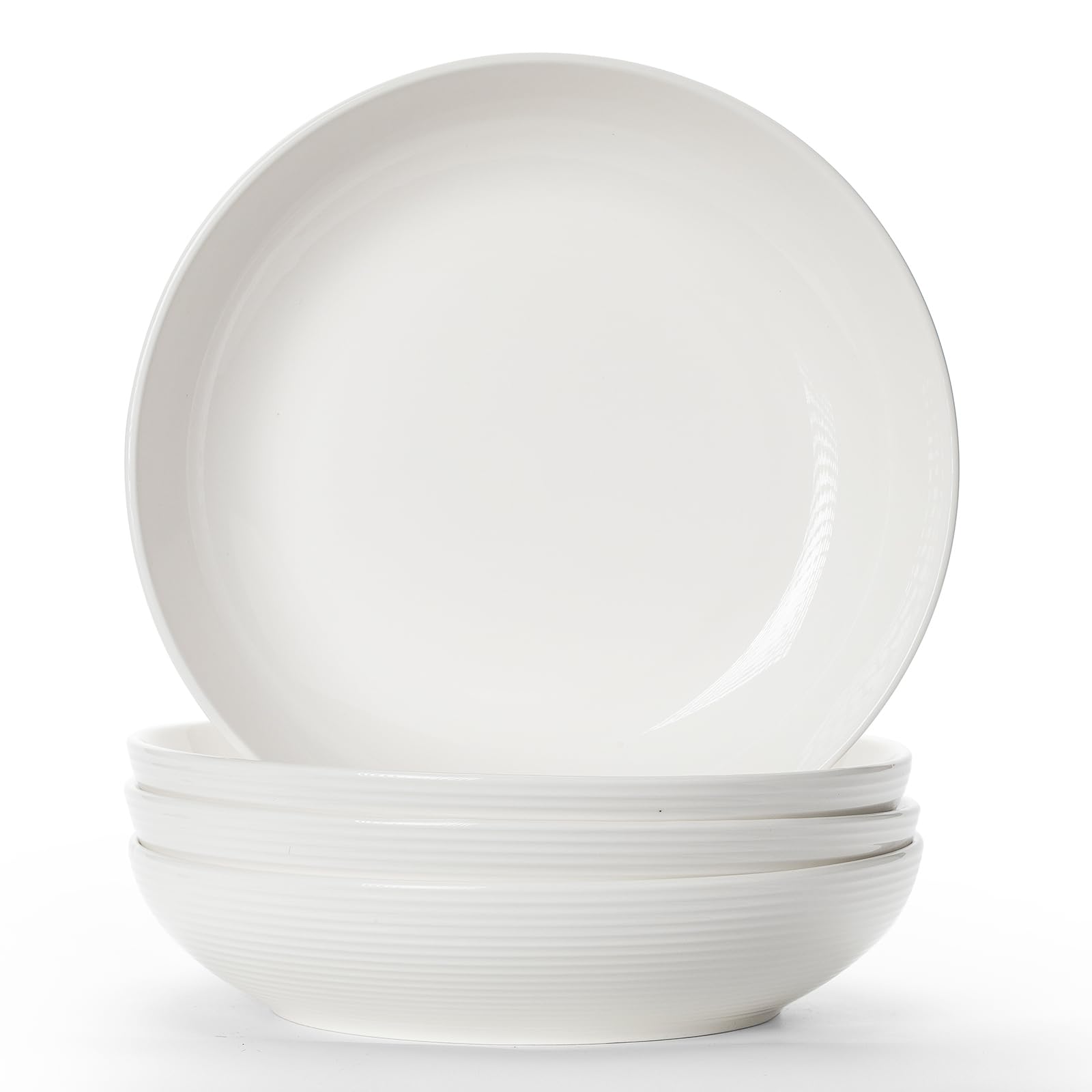 TuYines Pasta Plates Large 4-Piece Set, Deep Soup Plates Set ร 22 cm, Salad Plates, Serving Plates, Noodle Bowls, Ramen Bowls, Large Salad Bowls, Multi-Purpose Bowls for Noodles, Pasta, Salad, Fruit