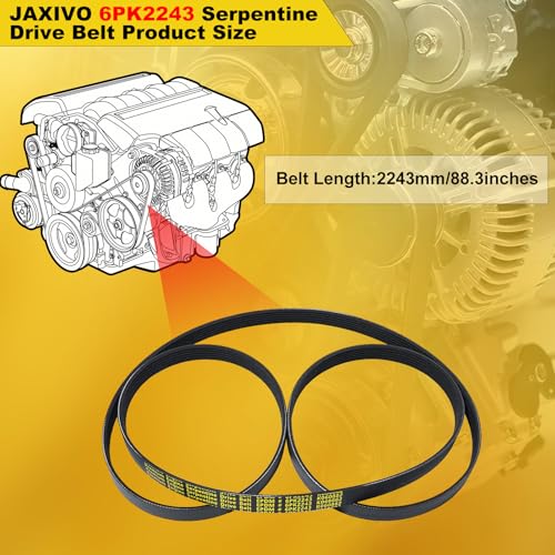 Image of 6PK2243 Serpentine Belt V-Ribbed Drive Belt for 04-06 Malibu 3.5L,06-09 Fusion,09-12 Liberty 3.7L,01-06 LS430,00-06 TJ Wrangler,03-09 4Runner,01-08 Sequoia 4.7L,Replace K060882,1060883