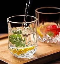 Manraj Short Highball Curved Glasses Set of 6, Textured Design Glassware for Drinking Water, Beer, or Soda, Trendy and Elegant Dishware, Dishwasher Safe (Hiball) (225 ml) (Short)