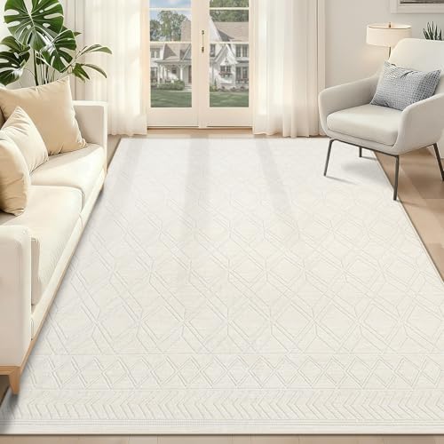 Tapete decorativo beige 5x7 para sala y dormitorio