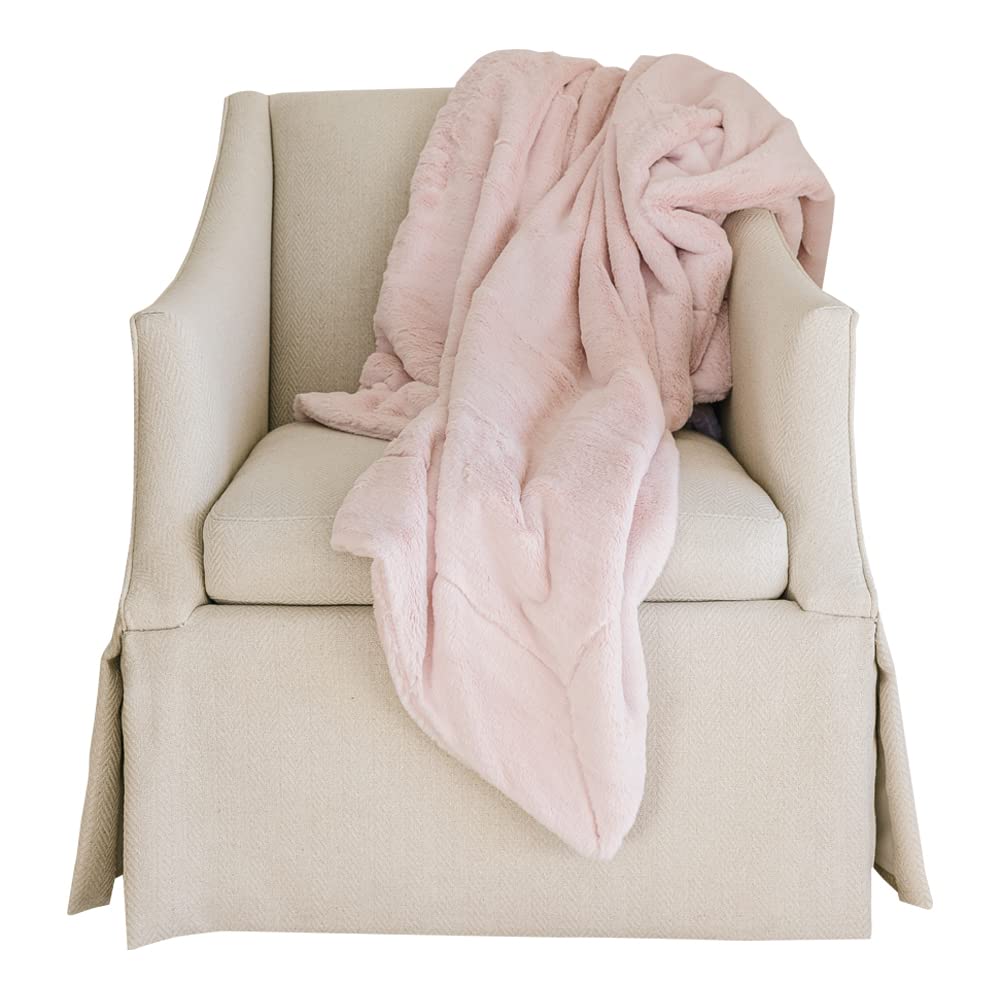 Minky Designs Blossom Pink Minky Blanket – Ultra Soft Faux Fur Throw Blanket for Couch, Bed & Home – Fluffy, Warm & Luxurious – Posh Collection (Medium, 50x60)