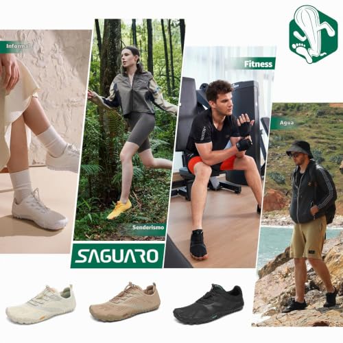 Miniatura 2 de Saguaro Barefoot Zapatillas De Trail Hombre Mujer Zapatos De Deporte Transpirable Antideslizante Calzado Minimalistas Negro 36 Eu