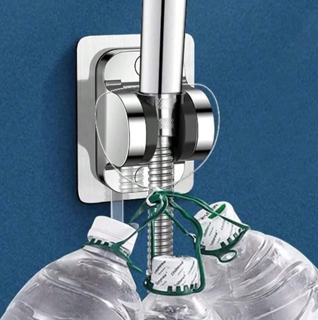 Strong Adhesive Adjustable Shower Head Holder Wall Mount Bracket Hand Shower Holder for Bathroom and Toilet Nail and Screw Free, no Drill Needed for Wall Mount Shower Bracket (Silver Shower Head) 2