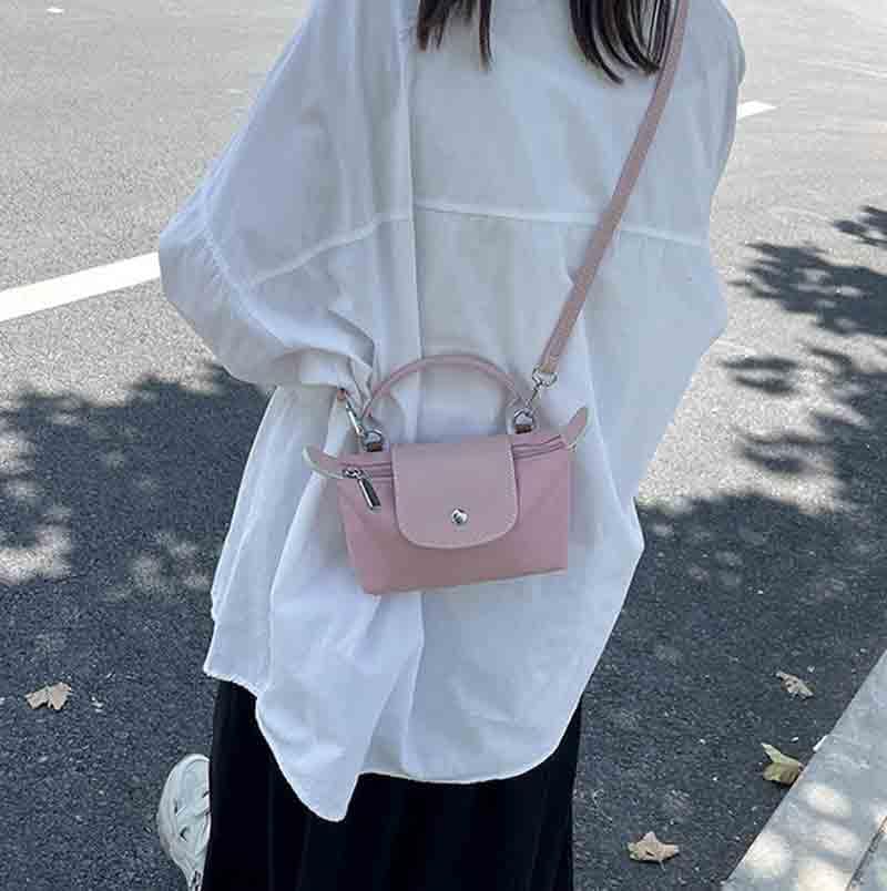 Women's Pink Minimalist Square Saddle Crossbody Phone Compartment Handbag, 2.3 x 6.2 x 4.3 inches2