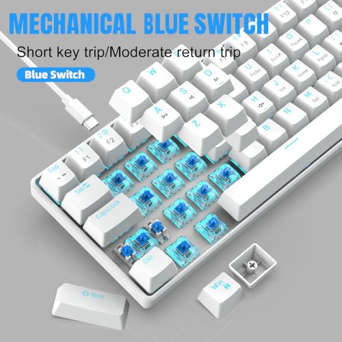 Image of Snpurdiri 60% Mechanical Gaming Keyboard (White, Blue Switches)