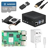 iUniker Compatible with Raspberry Pi 5, Include Pi 5 8GB, 64GB Preloaded TF Card, 27W Power Supply, Metal Case with Cooler Support NVME M.2 HAT, 4K HDMI Cable (8GB RAM - 64GB Card)