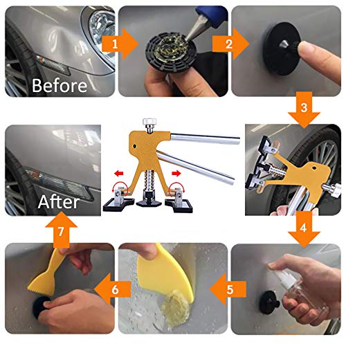 ARISD Auto Paintless Dent Repair Kits - Adjustable Gold Dent Lifter Dent Repair Tool Kit,Pops a Dent puller Kit for Car Hail Damage Repair and Car Dent Removal