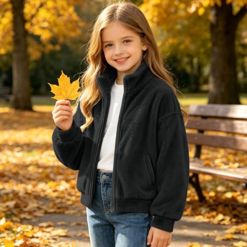 Hvyesh Girls Fleece Jacket Stand Collar Zip Up Girls Fleece Jackets - image 9