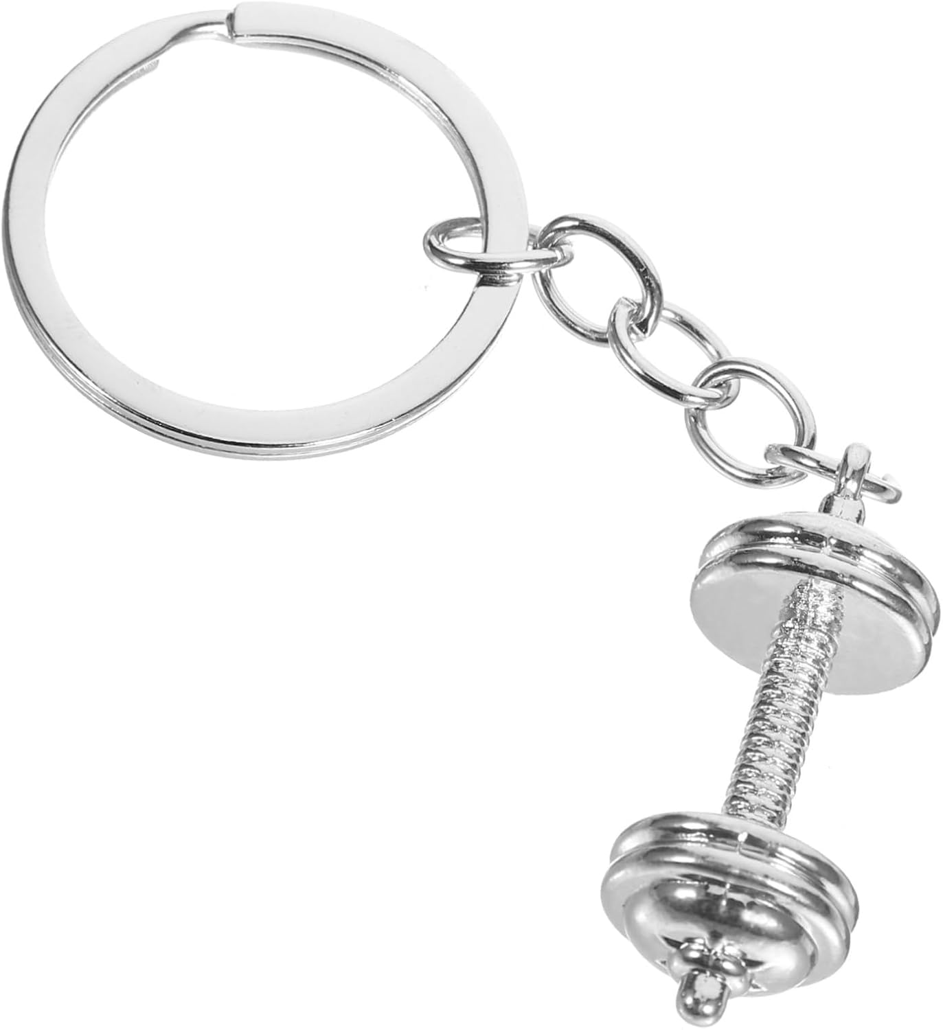 Silver Zinc Alloy Dumbbell Keychain Pendant for Bag Hanging
