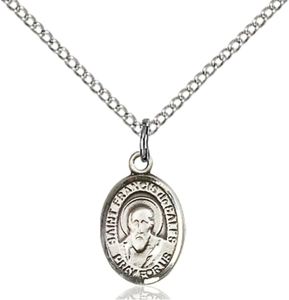Bonyak Jewelry St. Francis de Sales Hand-Crafted Oval Medal Pendant in Sterling Silver