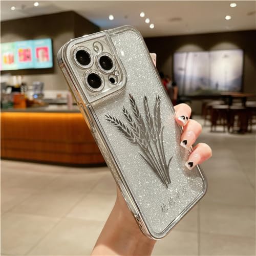 Coque de luxe à paillettes MS Silver pour iPhone 14 Pro design carré chic