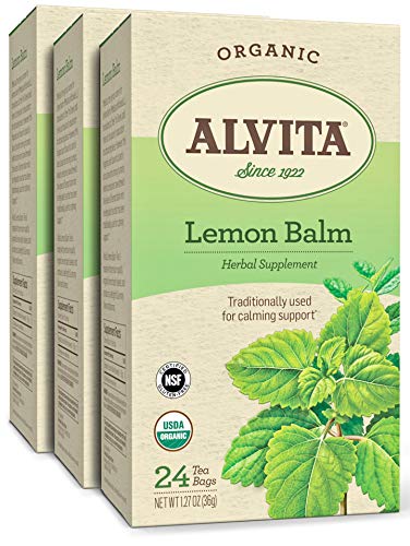 Alvita Organic Lemon Balm Herbal Tea - Made with Premium Quality Organic Lemon Balm Leaves, And Produces A Delightful Lemony Flavor and Aroma, 72 Tea Bags (3 Pack)