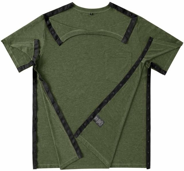 Post Shoulder Surgery Shirts for Men Full Snap Open Tear Away Short Sleeve T Shirt Chemo Port Access Tee Rotator Cuff Surgery - Image 6