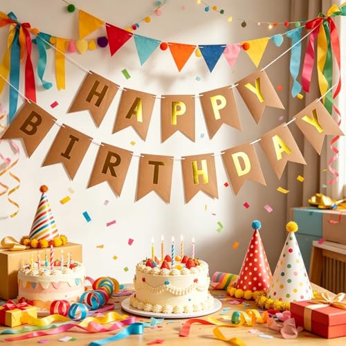 Image of Happy Birthday Banner Birthday Party Supplies (Black 3)