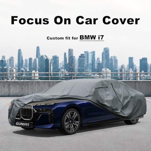 Image of GUNHYI Premium Car Cover Custom Fit BMW i7, 16 Layers Heavy Duty Car Cover Waterproof All Weather with Zipper Door for Sun Rain Snow Dust Uv Protection