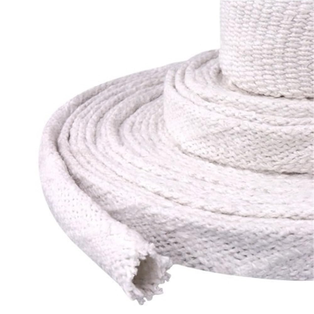 Corda in fibra di vetro per stufe, Guaina intrecciata in fibra ceramica for alte temperature, diametro 1 m. for cavo bianca da 20-80 mm 1pz | 65mm