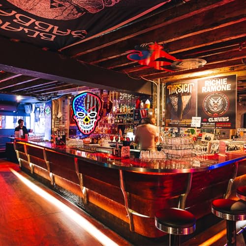 Image of Neon Light Sign for Beer Bar Club Bedroom Office Hotel Pub Cafe Wedding Birthday Party Man Cave Art Wall (Skull)
