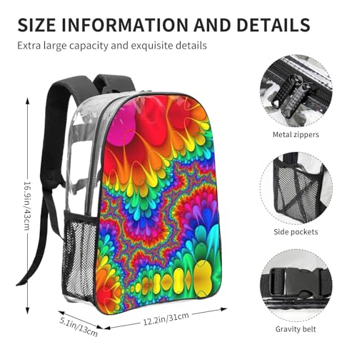 Mochila transparente de concierto para mujer y hombre con estampado tie-dye rojo 4