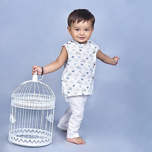 Image of POLKA TOTS Pure Cotton New Born Dress | Ultra-Soft, Breathable & Lightweight Sleeveless Jhabla Pant Set for Baby Boys & Girls | Baby Summer Clothes | Traditional Jabla & Pyjama Set for Newborns