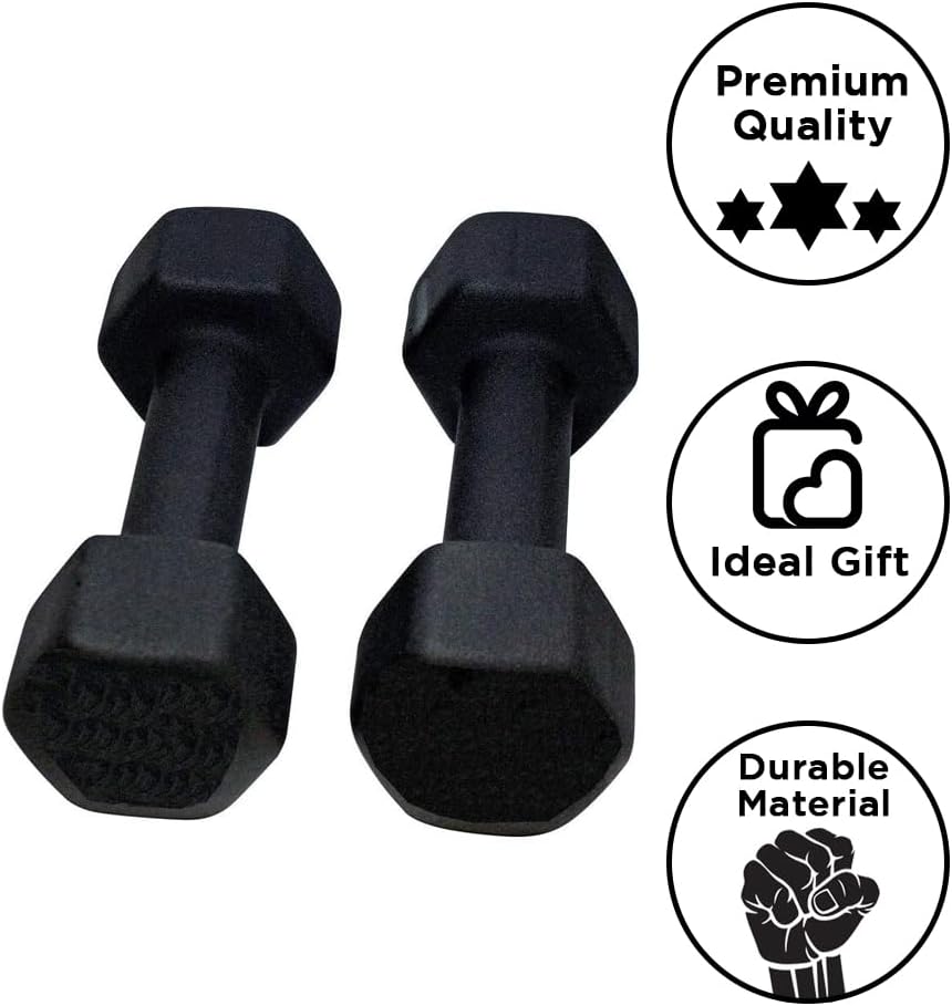 Neoprene Dumbbell for Strength Training, Muscle Toning, and Rehab, Non-Slip Grip, Anti-Roll Design 12lb (24lb Set)