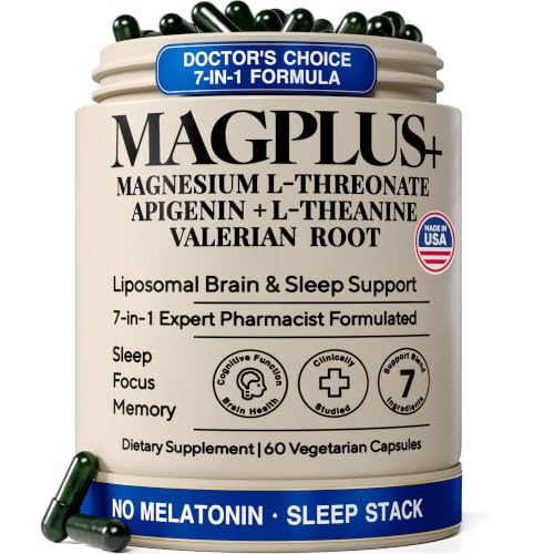 Image of Magnesium L-Threonate with Apigenin, Valerian Root & L-Theanine - No Melatonin Restful Sleep & Brain Supplement - Clinically Studied 7-Ingredient Formula - Memory & Focus - 60 Capsules