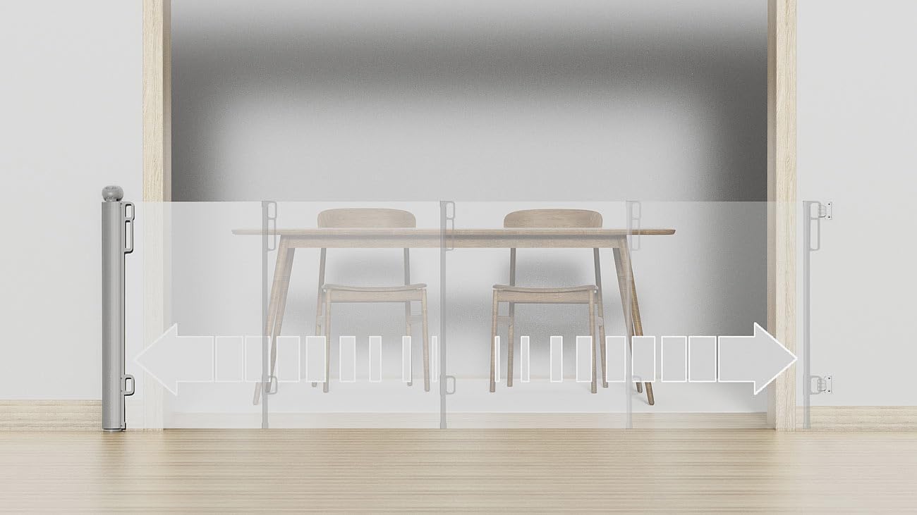 Carlo Milano Baby Gates: Ausziehbares Treppenschutzgitter, 13-500 cm, 85 cm hoch, grau (Türschutzgitter ausziehbar, Absperrungen, Hund)