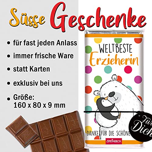 STEINBECK Schokolade Weltbeste Erzieherin Vollmilch 100g Tafel Kindergärtnerin Danke für die schöne Zeit Kindergarten… – Bild 3