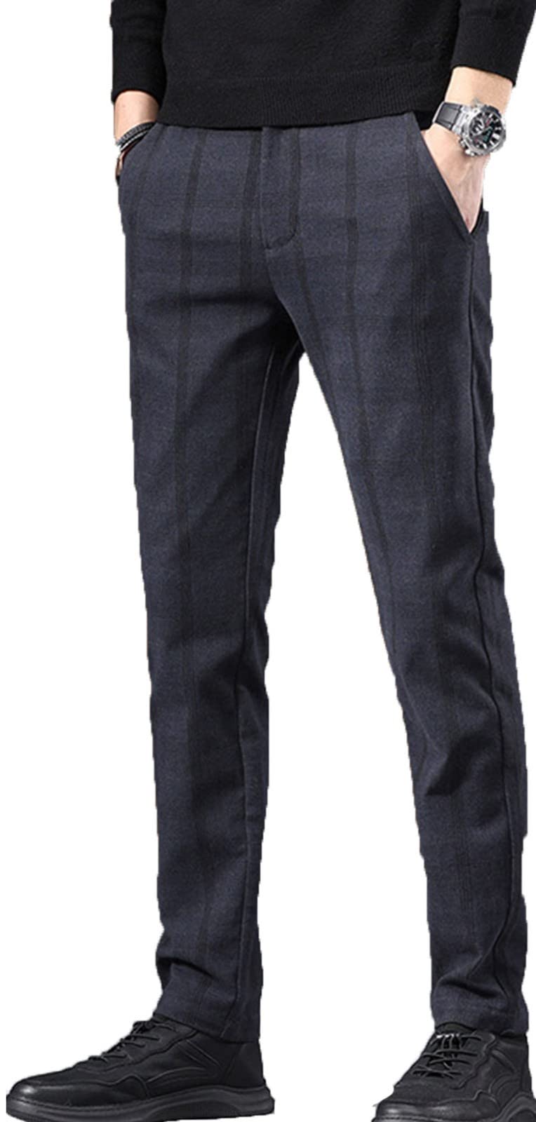 Pantalone Da Uomo A Quadri Con Vita Elastica Casual,Sottile Uomo Pantaloni Da Jogging Slim Fit,Uomo Slim Fit Pantaloni,Con Pantaloni Skinny Eleganti 2,31