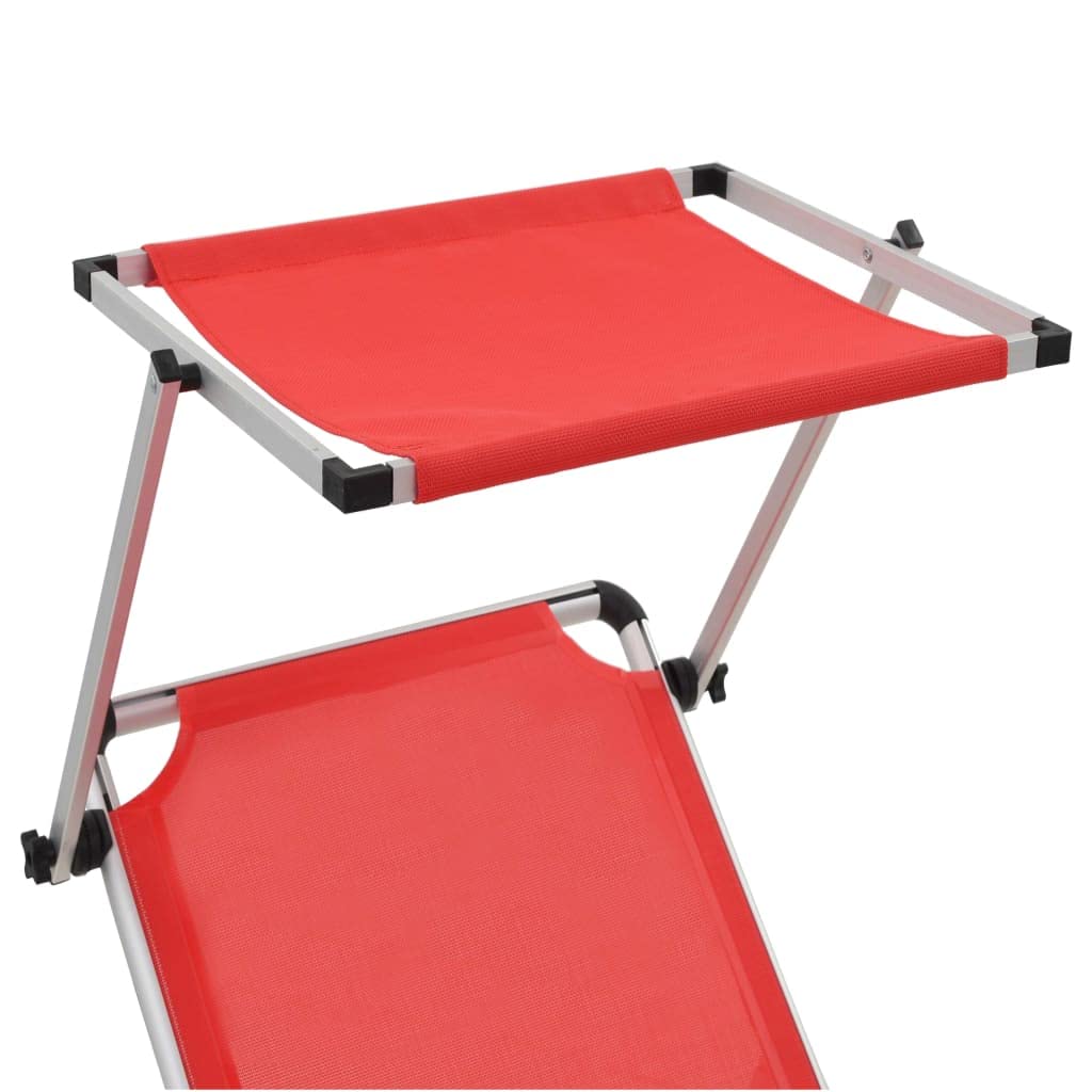 Bussandri Exclusive - Sonnenliegen klappbar mit Dach 2 St. Aluminium und Textil rot