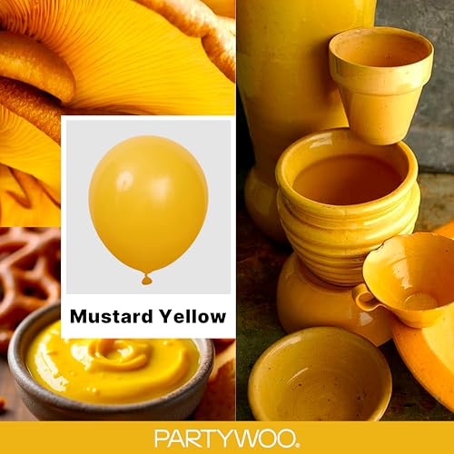 Image of PartyWoo Mustard Yellow Balloons 140pcs Different Sizes of 18 12 10 5 Inch Boho Netural Fall Balloon Arch Kit for Birthday Baby Shower Sunflower Little Cutie Thanksgiving Party Decorations Yellow-F57
