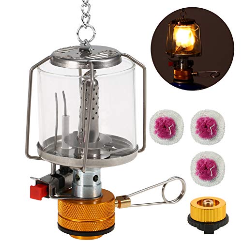 Steam lamp,YIWENG Outdoor Portable Camping Gas Lantern Piezo Ignition Mini Gas Tent Lamp Light with...