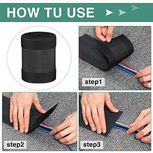 Image of WILLBOND Carpet Cord Cover Cable Protector Floor Cover Cable Protector Management Only for Commercial Office Carpet(98.43 ft,Black)