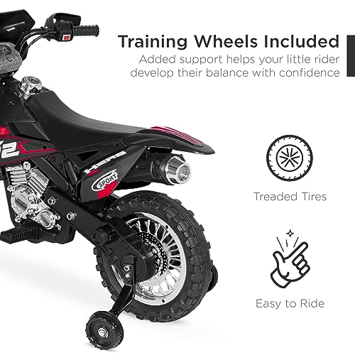 Image of Best Choice Products Kids 6V Ride On Motorcycle w /Treaded Tires, Working Headlights, 2mph Top Speed, Training Wheels, Realistic Sounds, Music, Battery Charger - Black