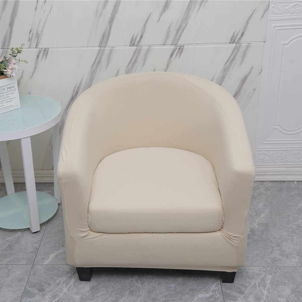 2 stuks stretch Chesterfield fauteuilhoezen for 1 zits, afneembare antislip cocktailclub fauteuil kuipstoelhoezen for slaapkamerbar(Tinta Unita - Beige