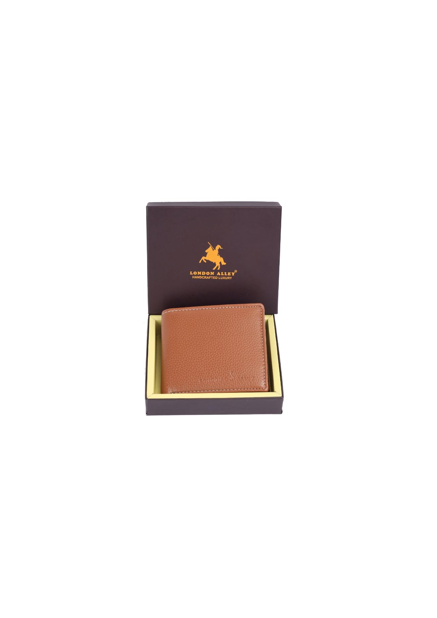 LONDON ALLEY Onex Tan Wallet, RFID Protected, Classic Leather Wallet - Mens